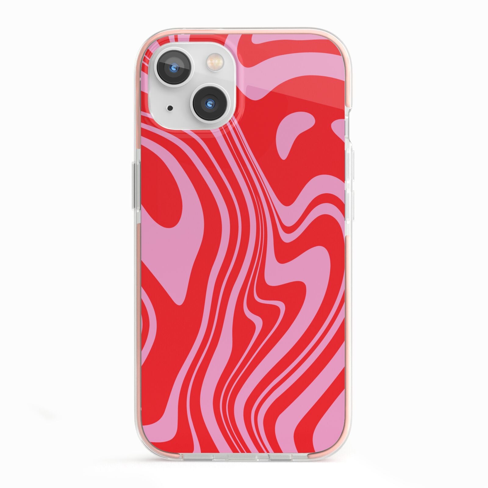 Red Swirl iPhone 13 TPU Impact Case with Pink Edges