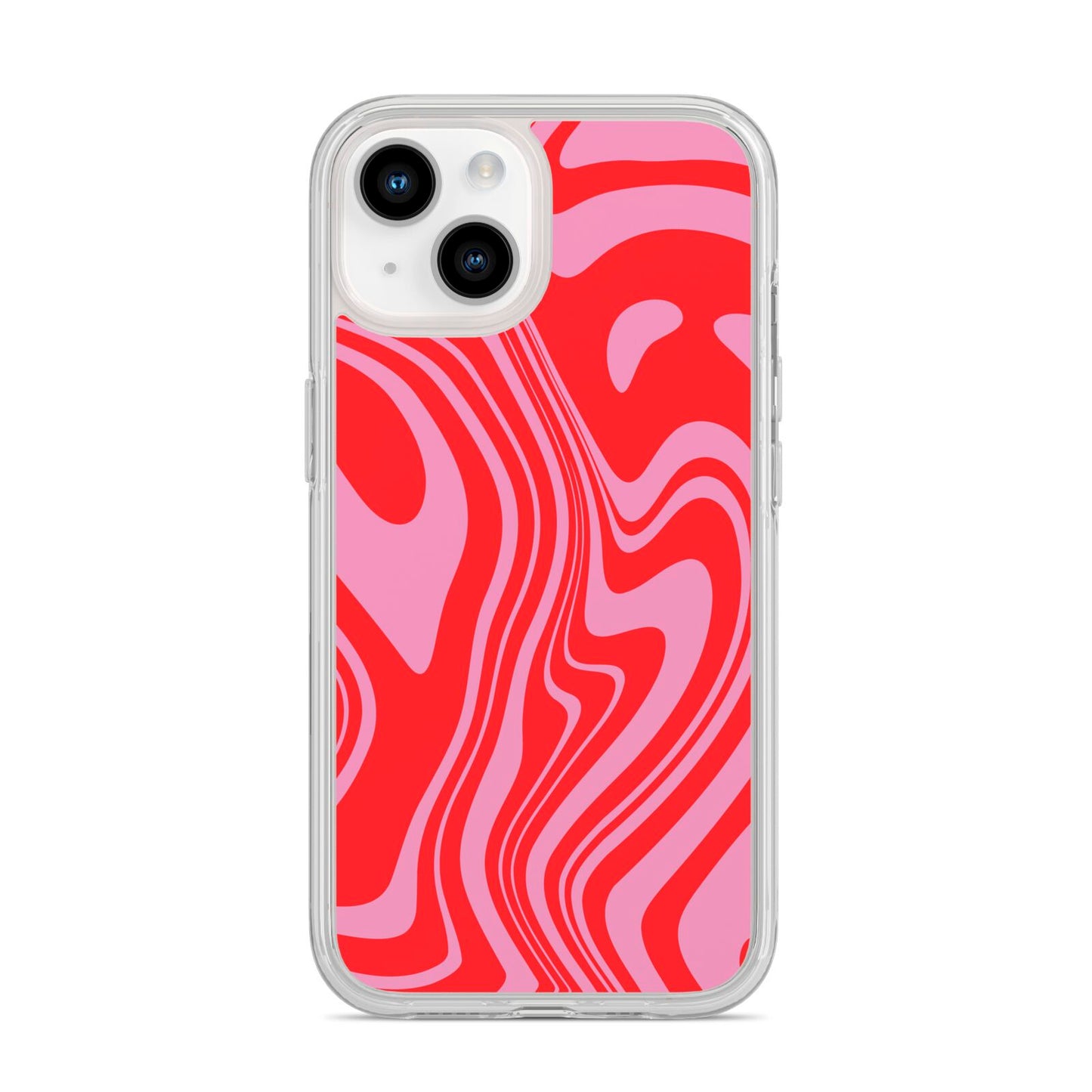 Red Swirl iPhone 14 Clear Tough Case Starlight