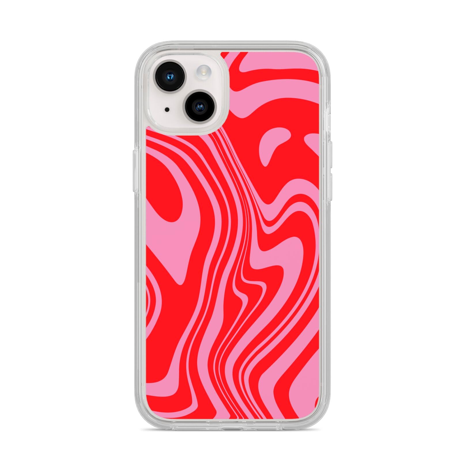 Red Swirl iPhone 14 Plus Clear Tough Case Starlight