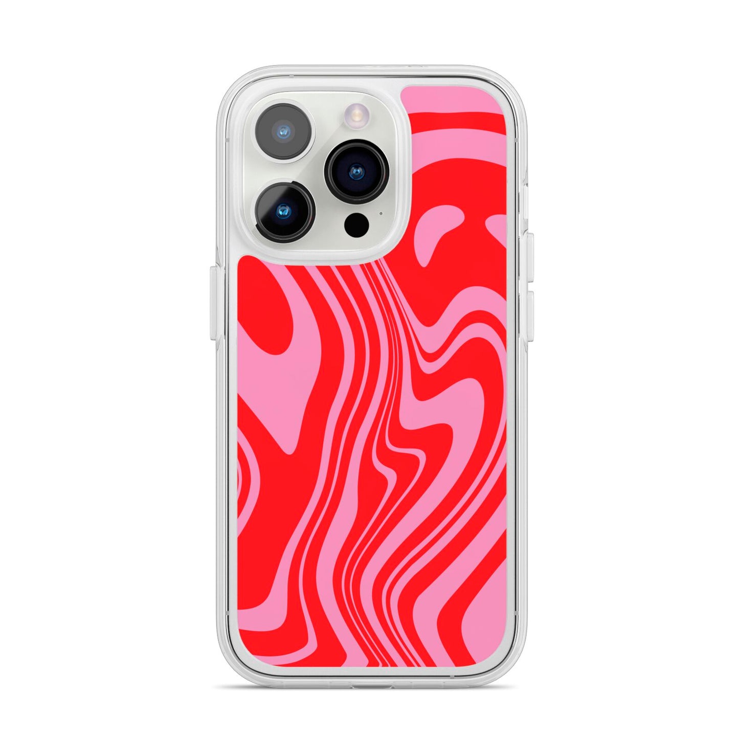 Red Swirl iPhone 14 Pro Clear Tough Case Silver