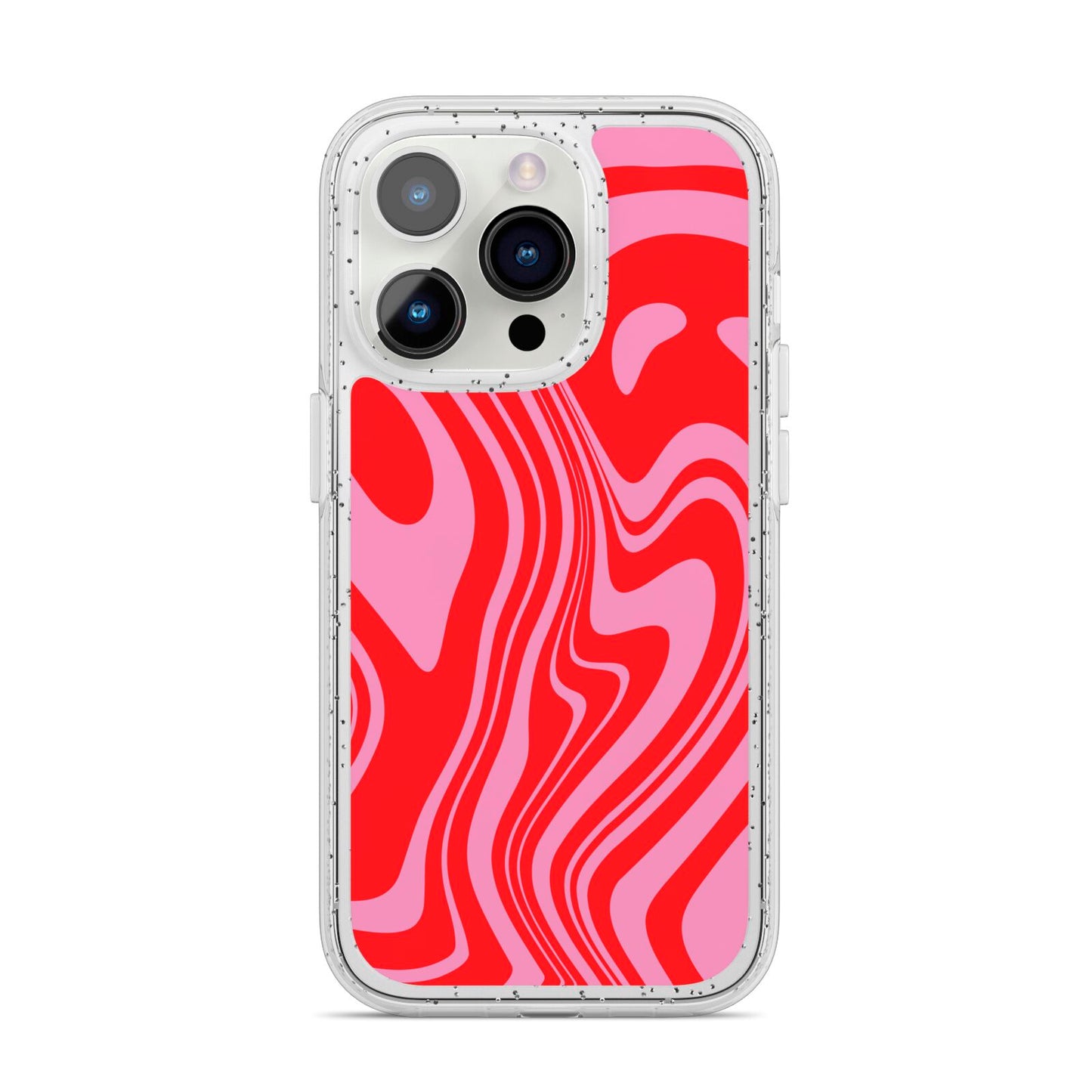 Red Swirl iPhone 14 Pro Glitter Tough Case Silver