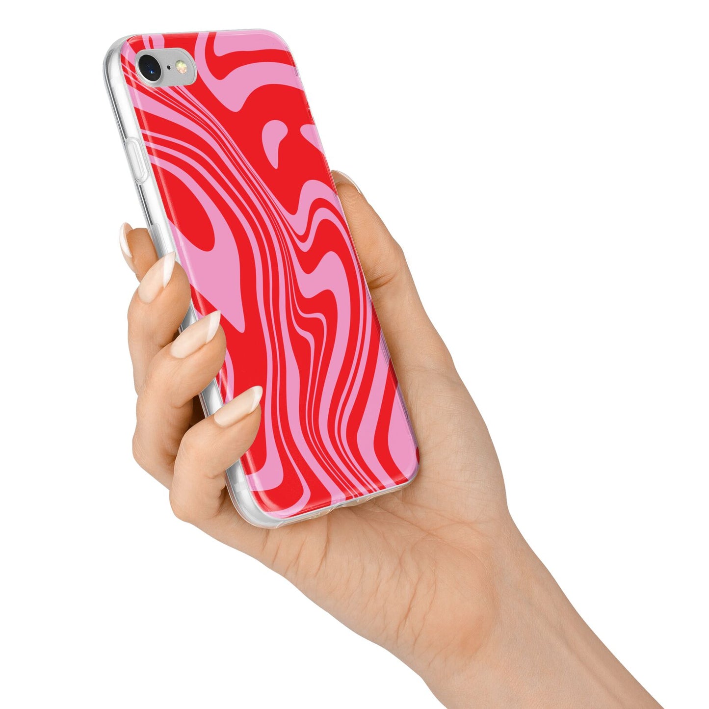 Red Swirl iPhone 7 Bumper Case on Silver iPhone Alternative Image