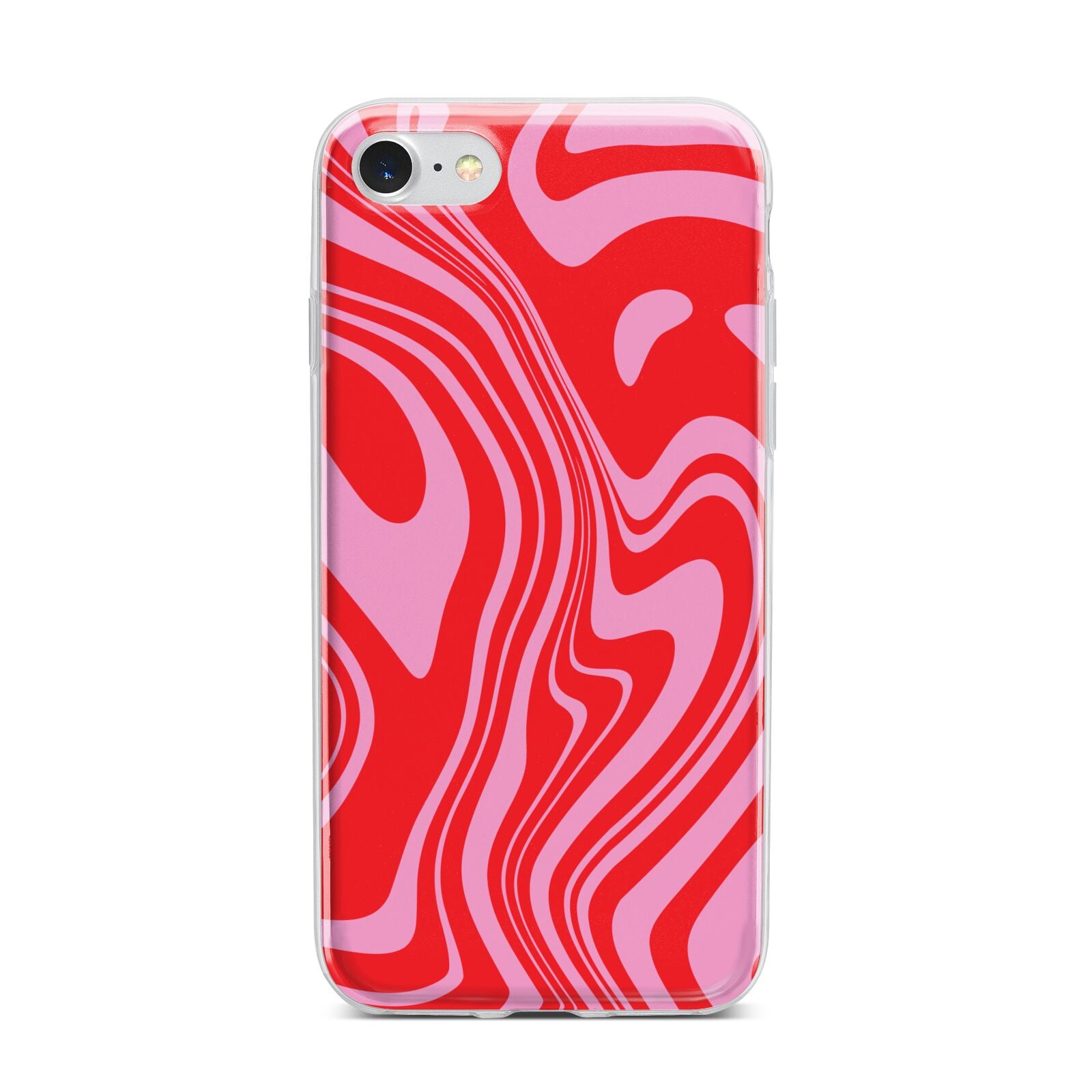 Red Swirl iPhone 7 Bumper Case on Silver iPhone