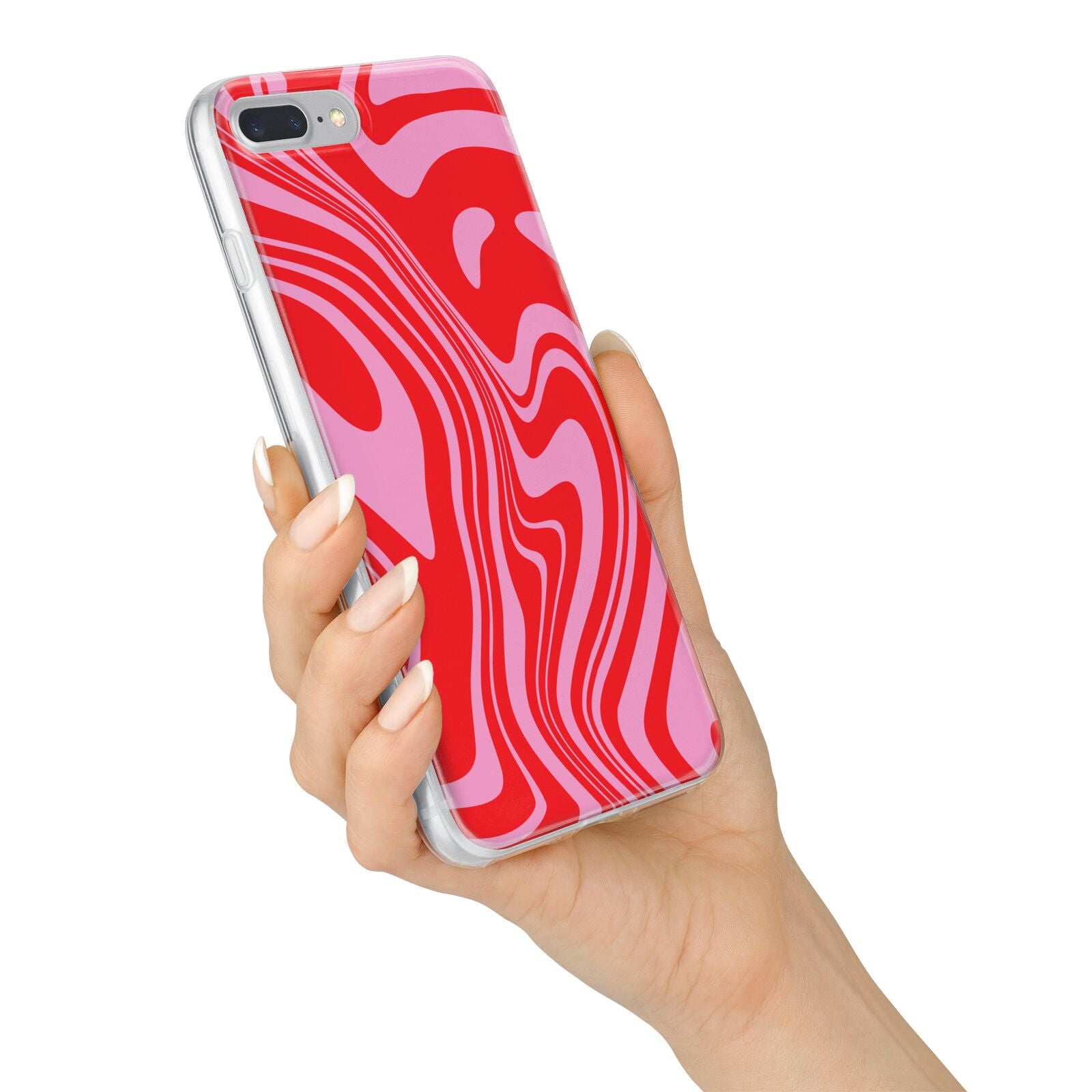 Red Swirl iPhone 7 Plus Bumper Case on Silver iPhone Alternative Image