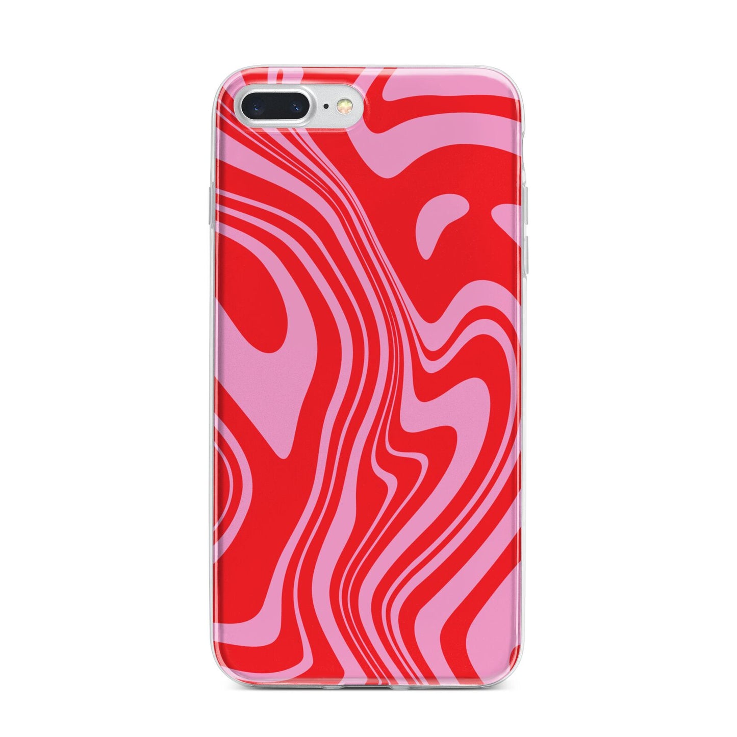 Red Swirl iPhone 7 Plus Bumper Case on Silver iPhone