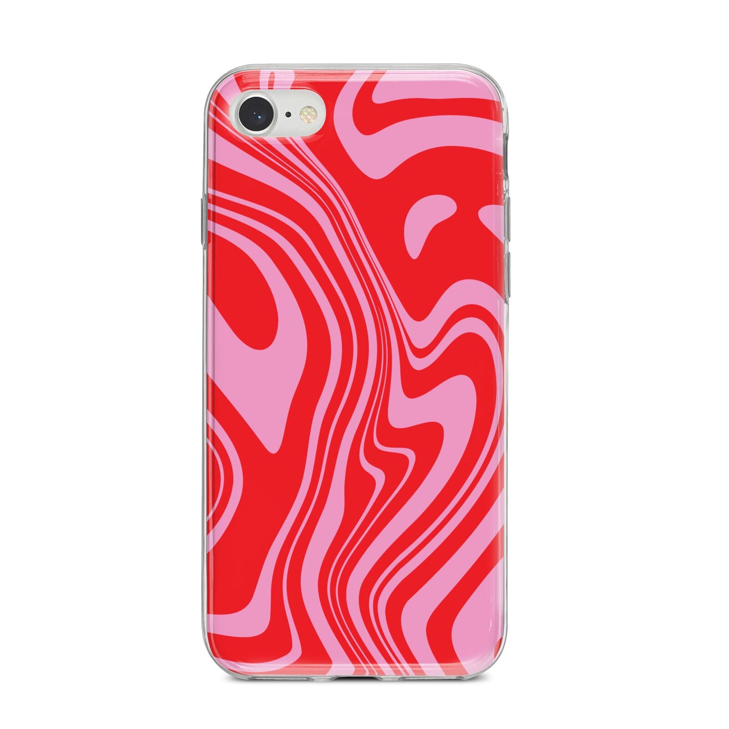 Red Swirl iPhone 8 Bumper Case on Silver iPhone