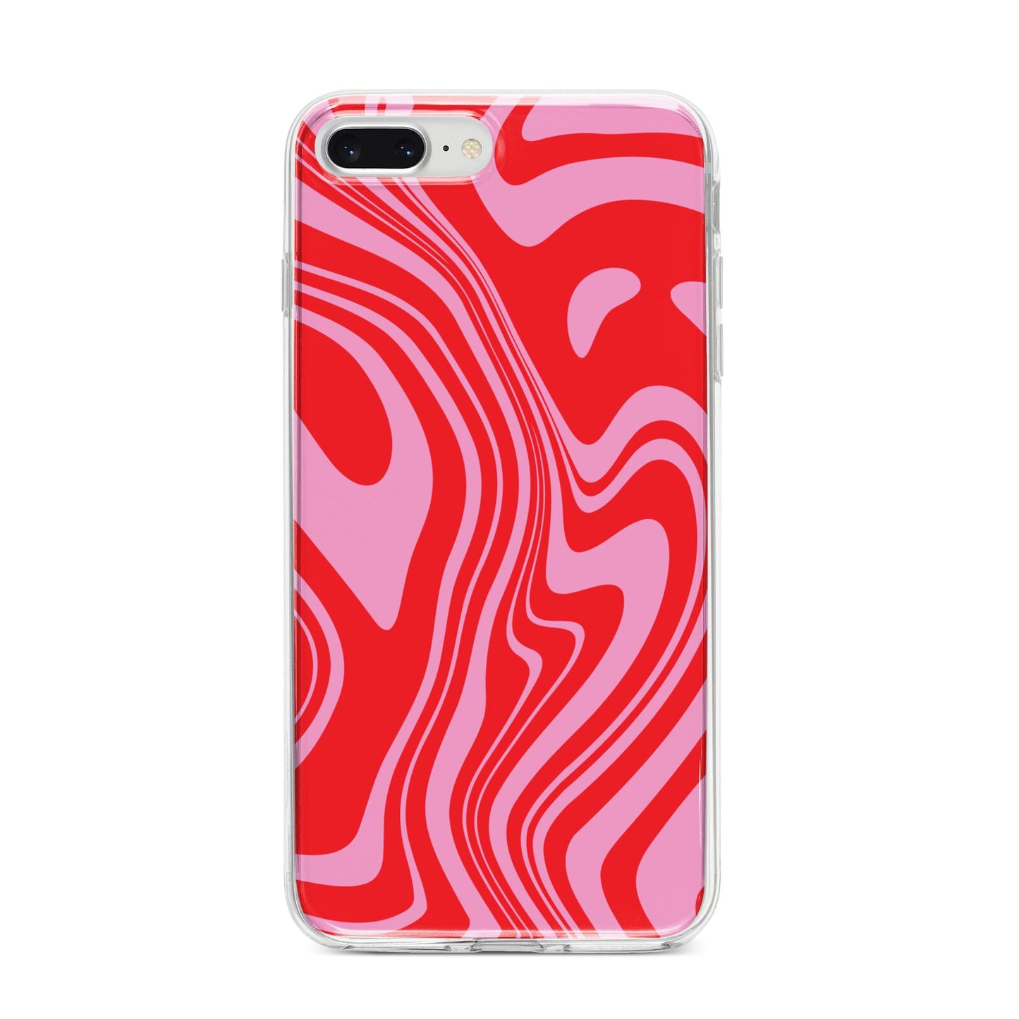 Red Swirl iPhone 8 Plus Bumper Case on Silver iPhone