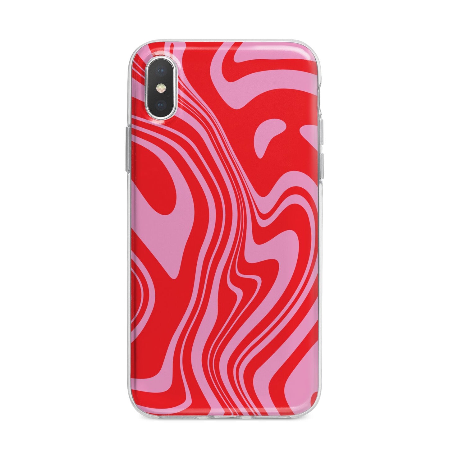 Red Swirl iPhone X Bumper Case on Silver iPhone Alternative Image 1