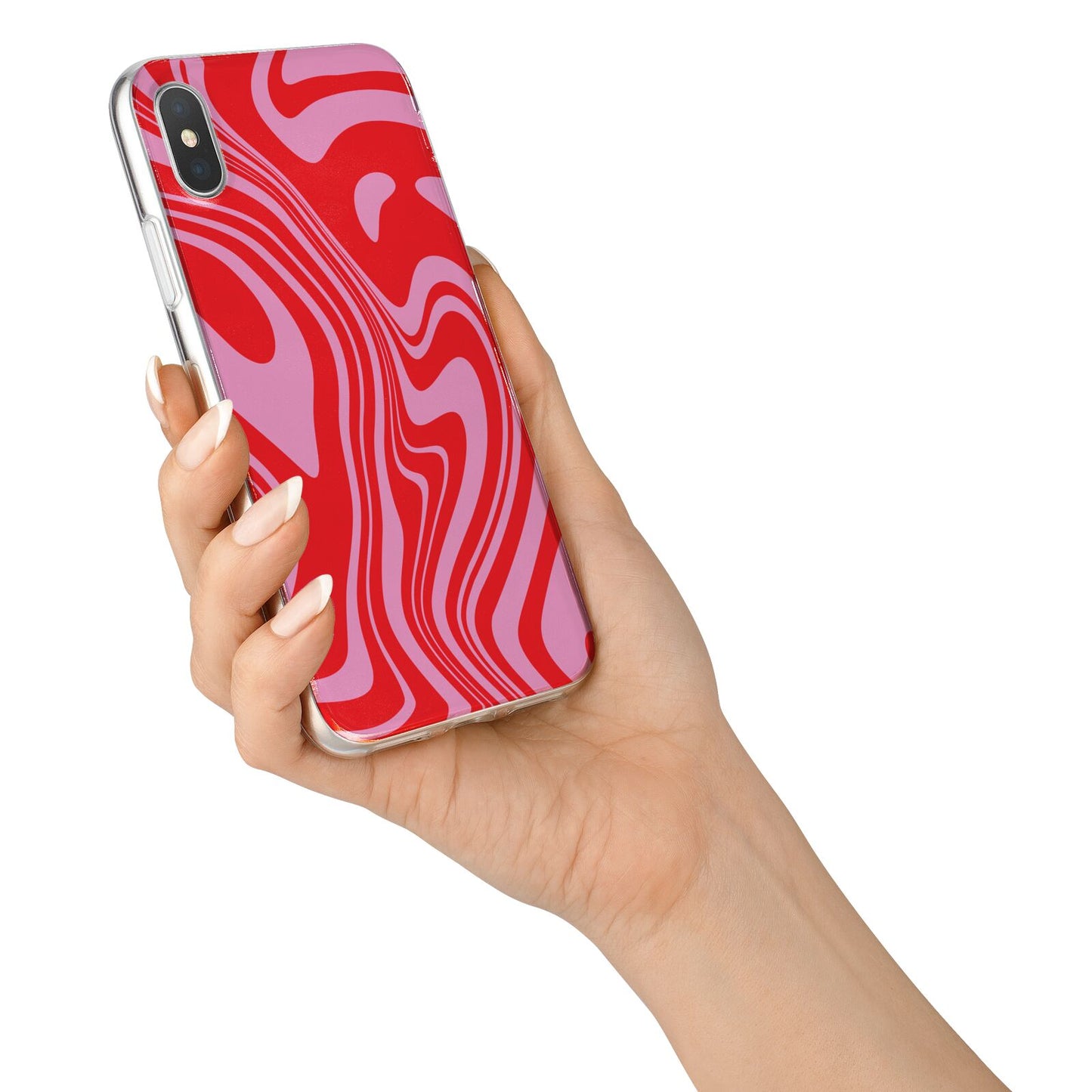 Red Swirl iPhone X Bumper Case on Silver iPhone Alternative Image 2