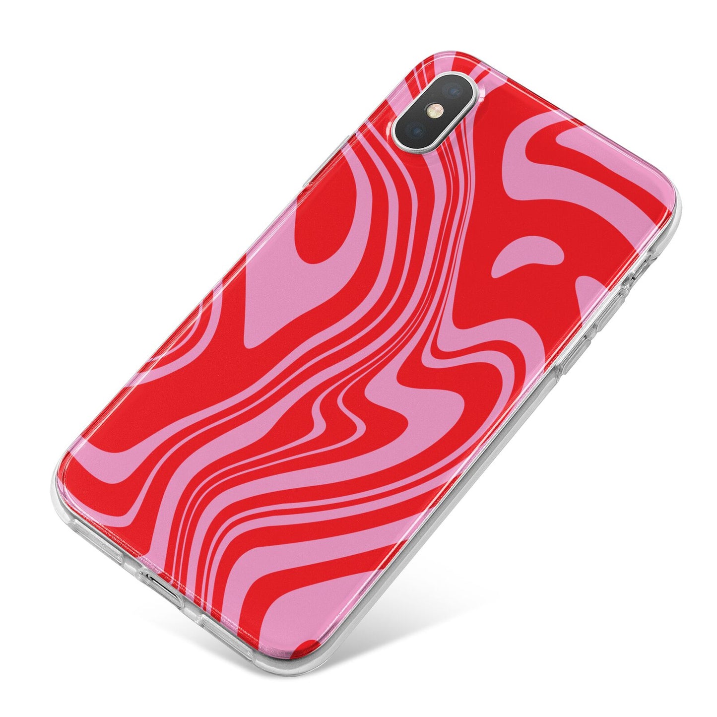 Red Swirl iPhone X Bumper Case on Silver iPhone