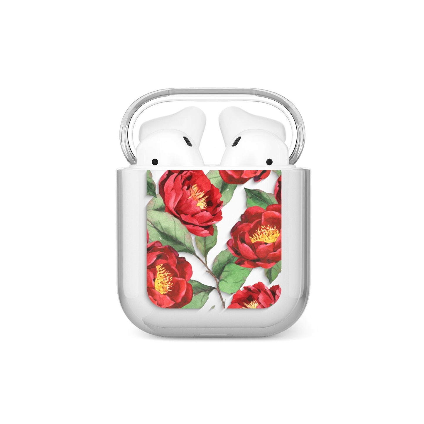 Red Watercolour Flowers AirPods Case