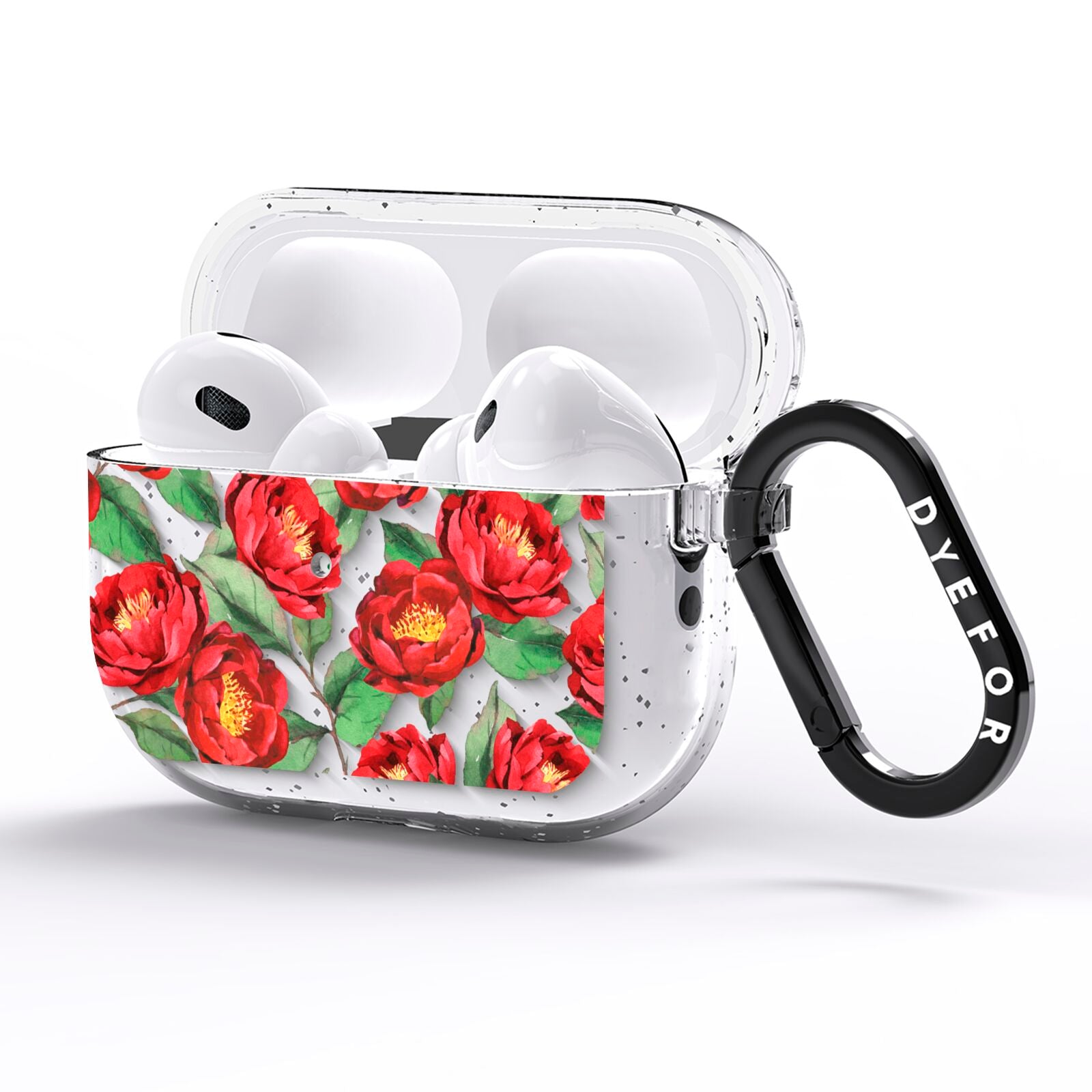 Red Watercolour Flowers AirPods Pro Glitter Case Side Image