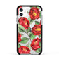 Red Watercolour Flowers Apple iPhone 11 in White with Black Impact Case