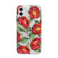 Red Watercolour Flowers Apple iPhone 11 in White with Bumper Case