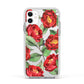 Red Watercolour Flowers Apple iPhone 11 in White with White Impact Case