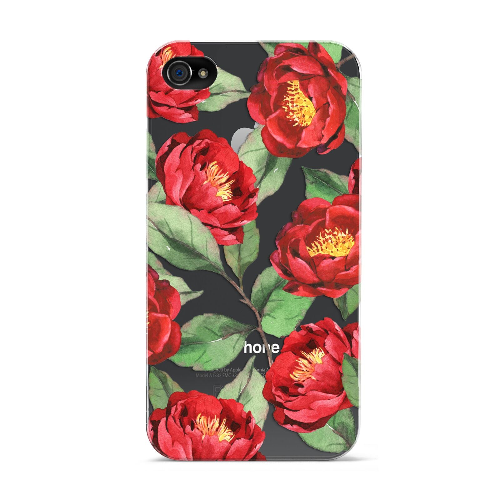 Red Watercolour Flowers Apple iPhone 4s Case