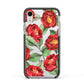 Red Watercolour Flowers Apple iPhone XR Impact Case Black Edge on Silver Phone