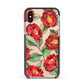 Red Watercolour Flowers Apple iPhone Xs Impact Case Black Edge on Gold Phone