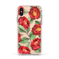 Red Watercolour Flowers Apple iPhone Xs Impact Case Pink Edge on Gold Phone