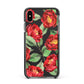 Red Watercolour Flowers Apple iPhone Xs Max Impact Case Black Edge on Black Phone