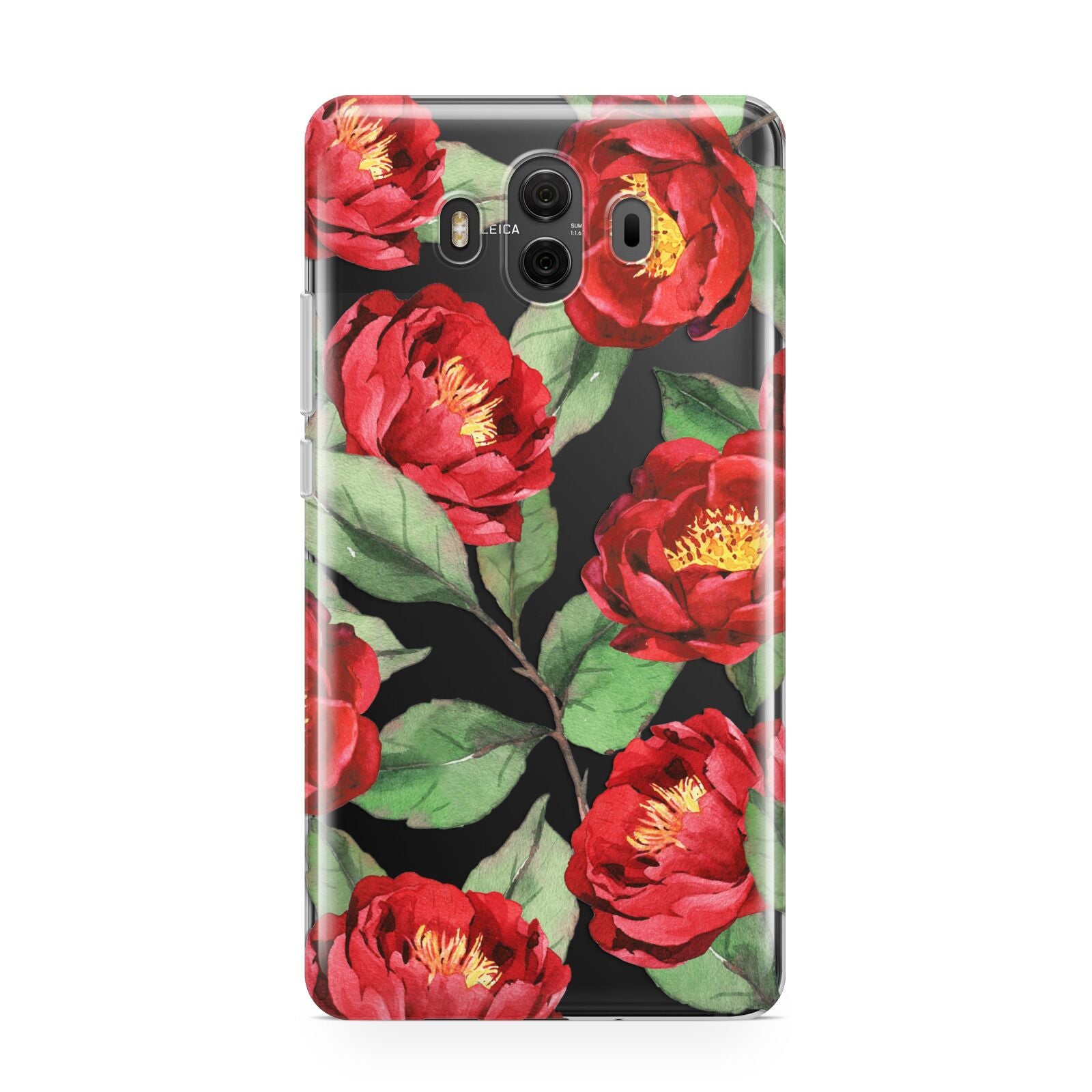 Red Watercolour Flowers Huawei Mate 10 Protective Phone Case