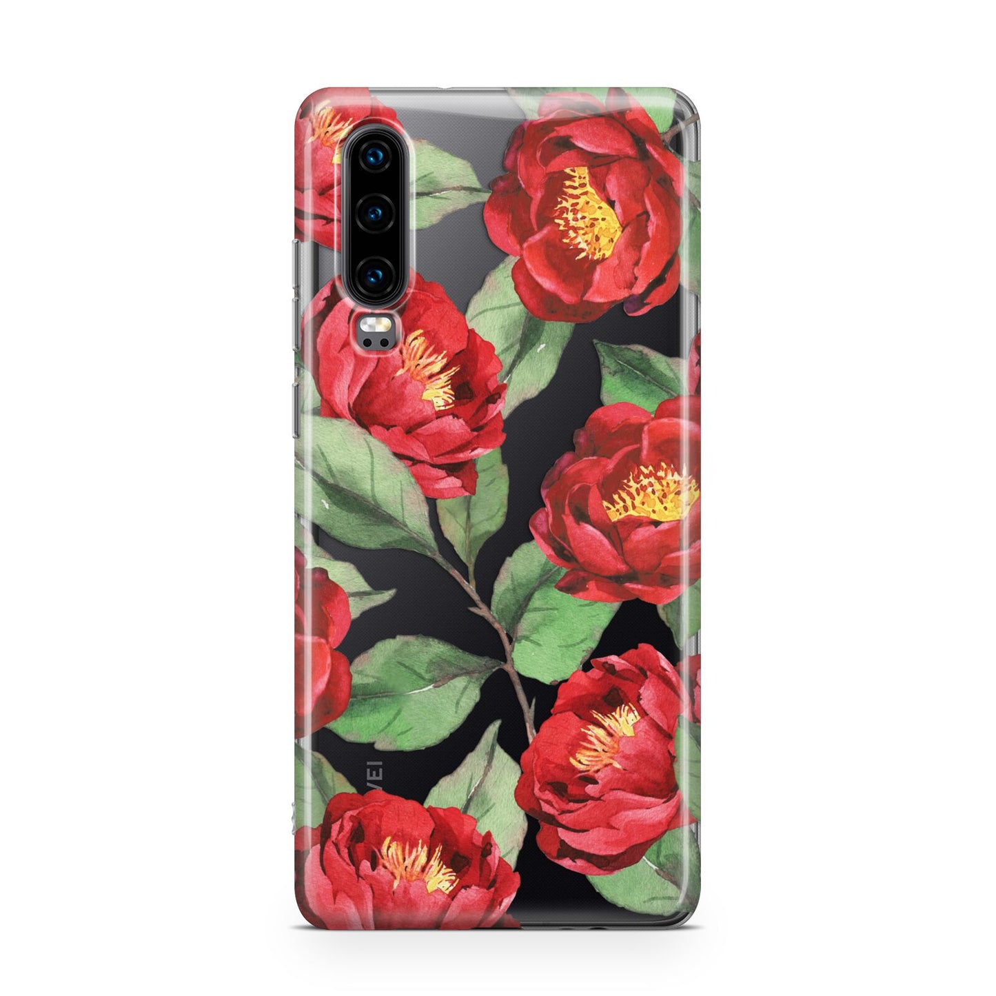 Red Watercolour Flowers Huawei P30 Phone Case