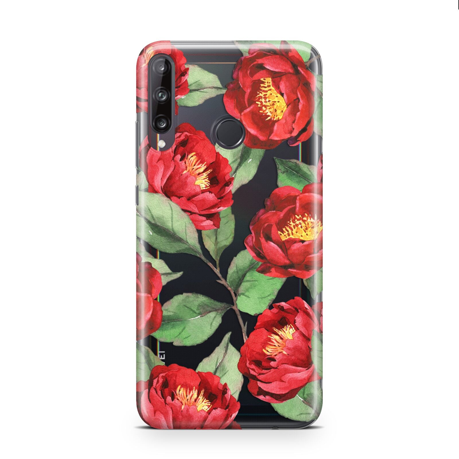 Red Watercolour Flowers Huawei P40 Lite E Phone Case