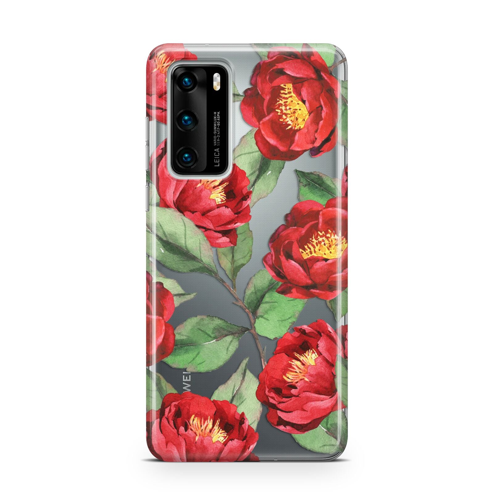 Red Watercolour Flowers Huawei P40 Phone Case