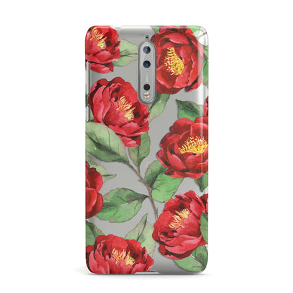 Red Watercolour Flowers Nokia Case