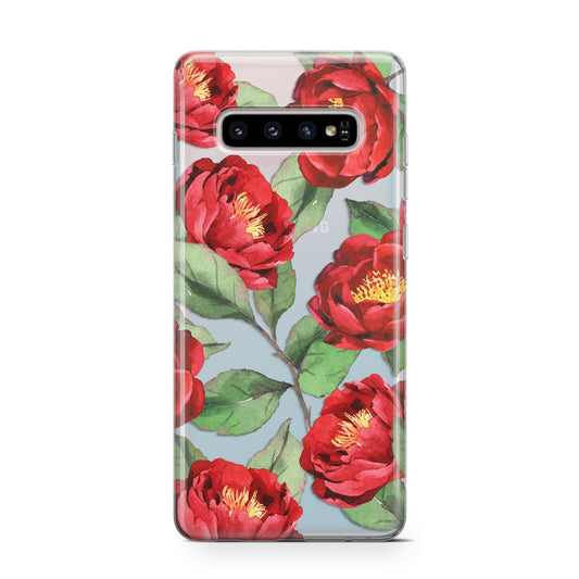 Red Watercolour Flowers Protective Samsung Galaxy Case