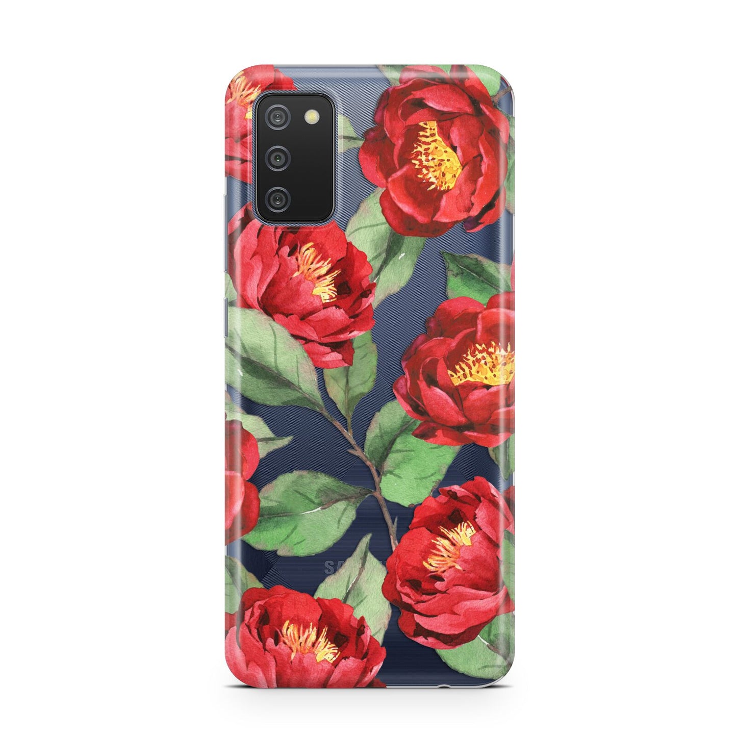 Red Watercolour Flowers Samsung A02s Case