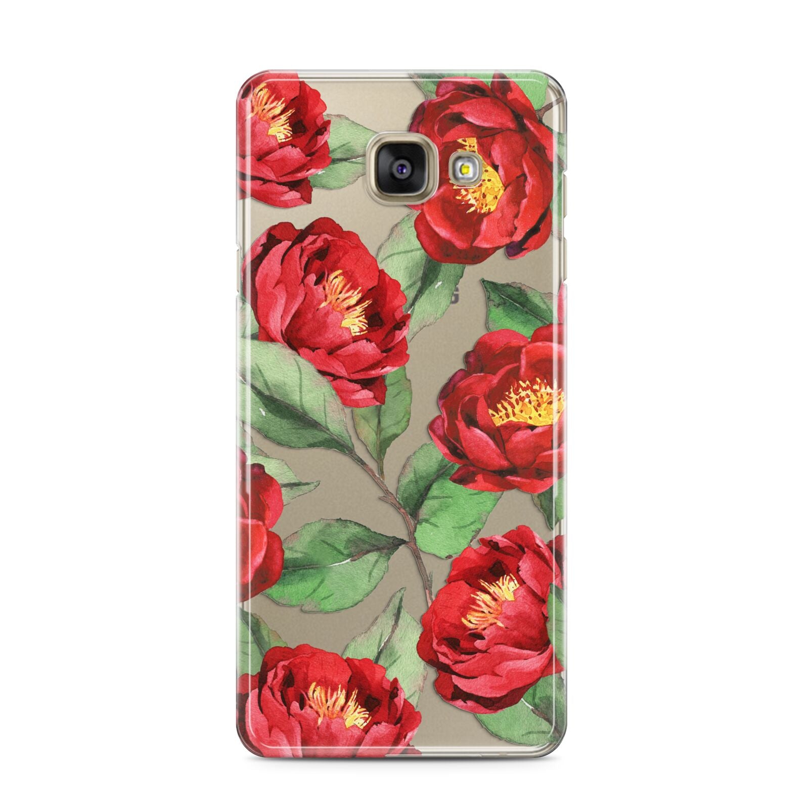 Red Watercolour Flowers Samsung Galaxy A3 2016 Case on gold phone