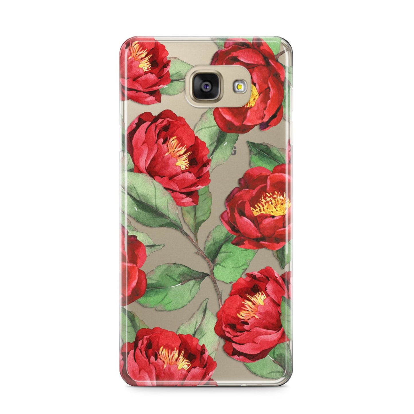 Red Watercolour Flowers Samsung Galaxy A9 2016 Case on gold phone