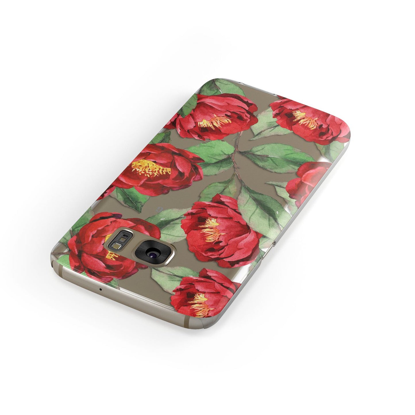 Red Watercolour Flowers Samsung Galaxy Case Front Close Up