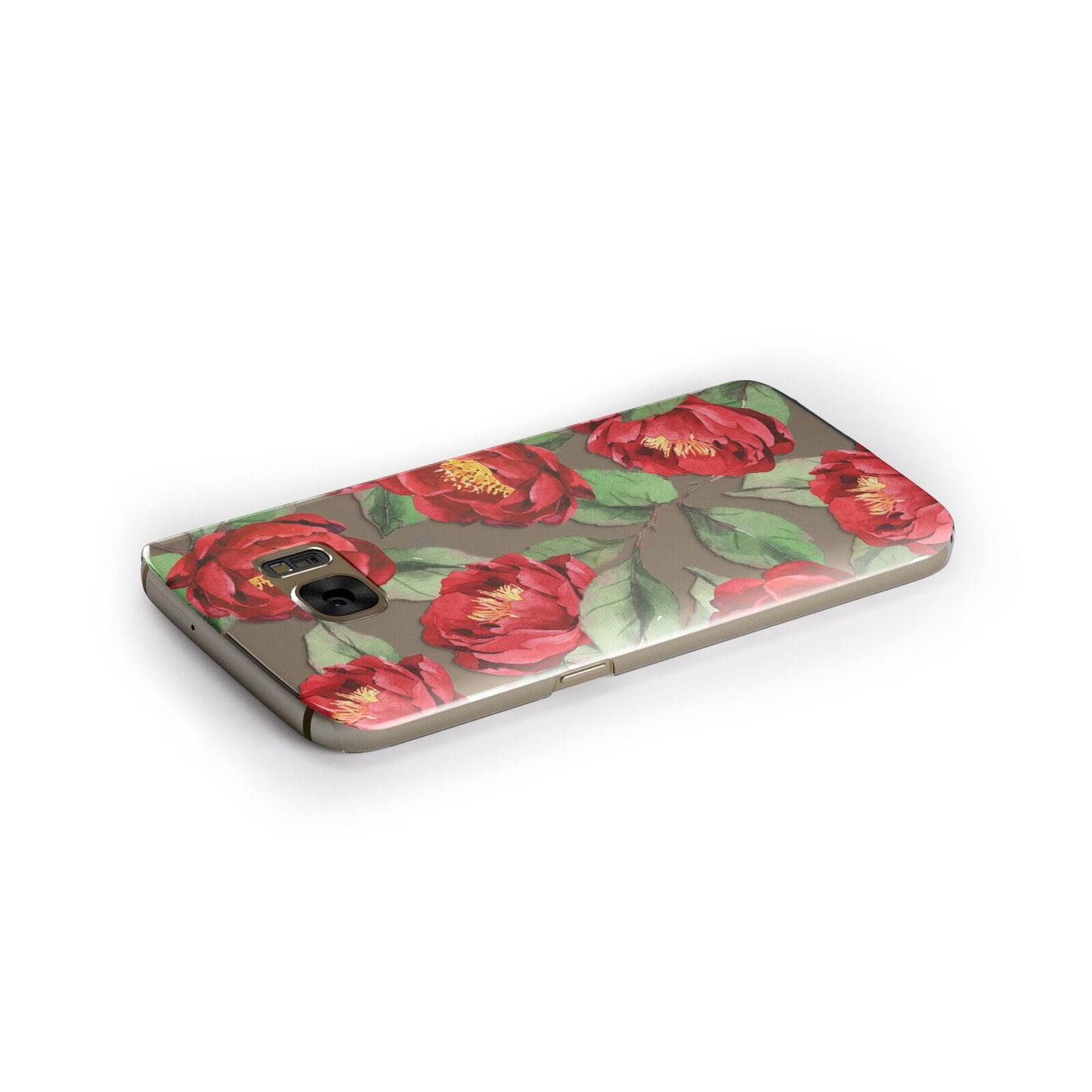 Red Watercolour Flowers Samsung Galaxy Case Side Close Up