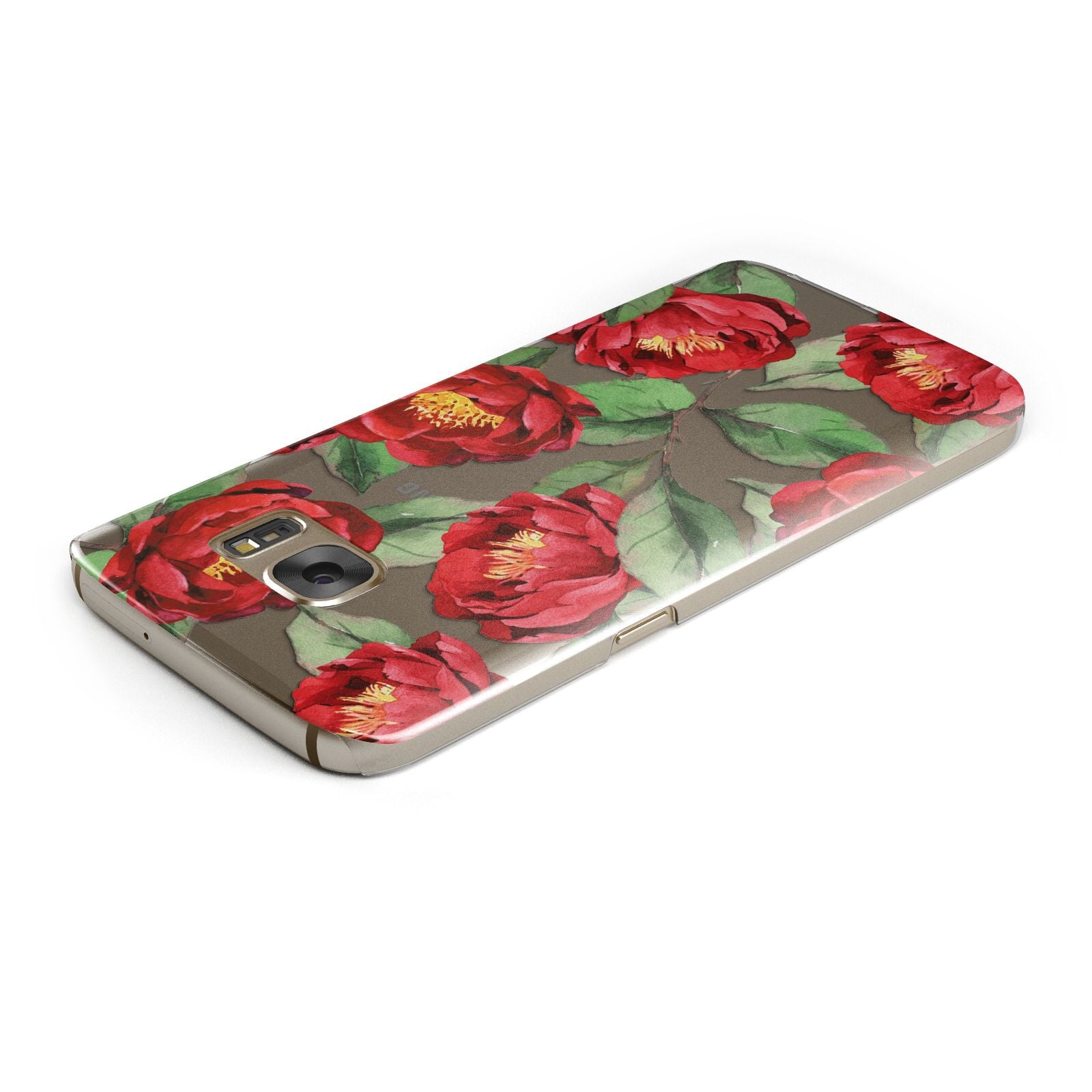 Red Watercolour Flowers Samsung Galaxy Case Top Cutout