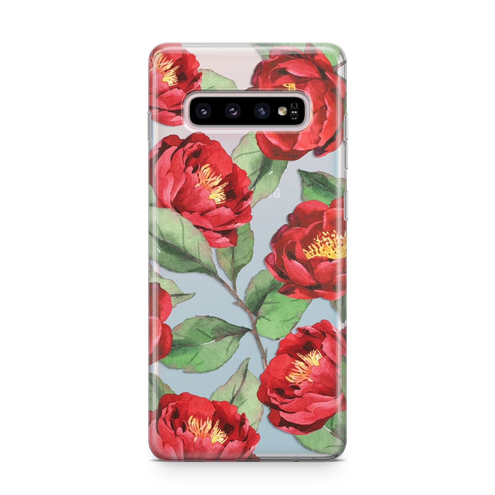 Red Watercolour Flowers Samsung Galaxy S10 Plus Case