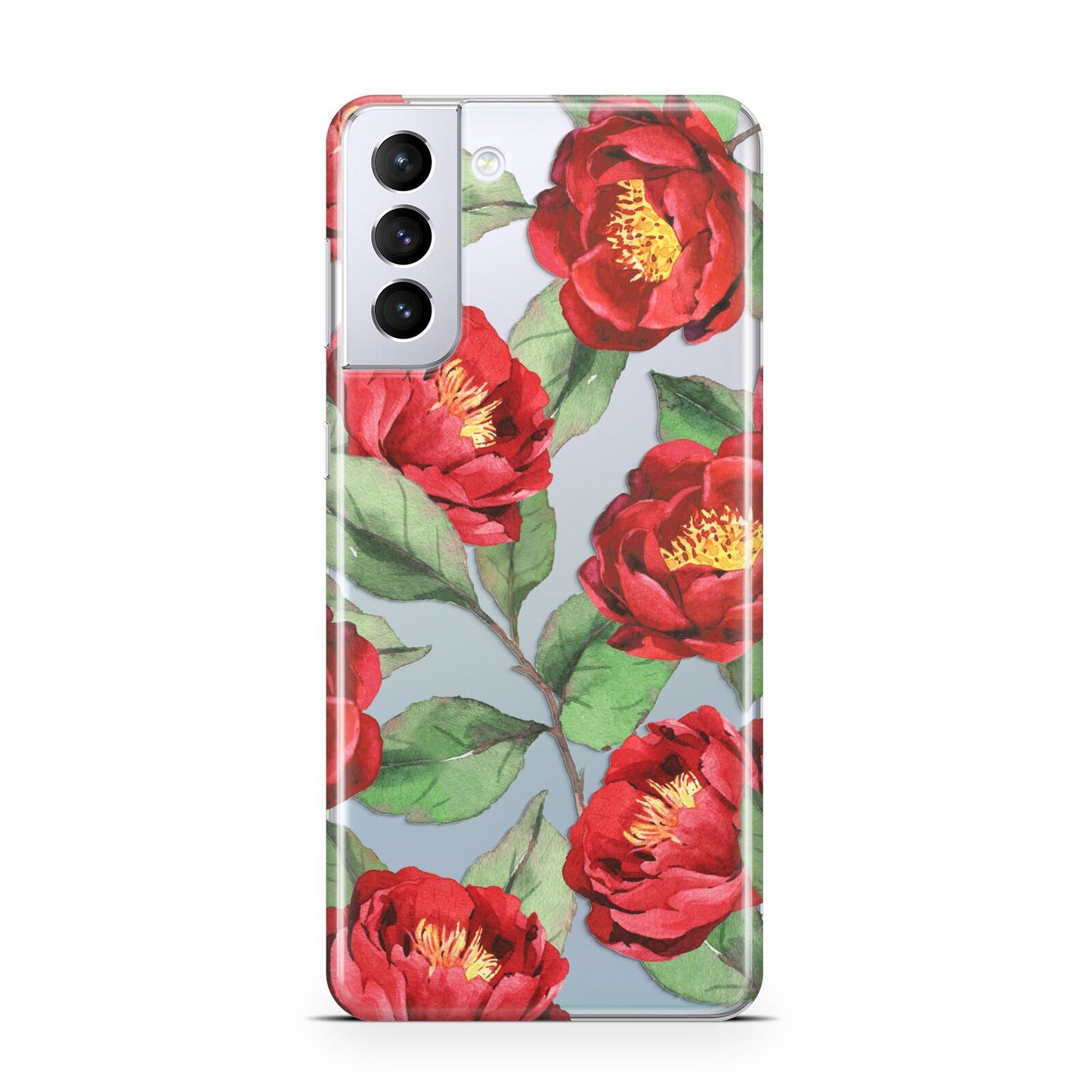 Red Watercolour Flowers Samsung S21 Plus Case