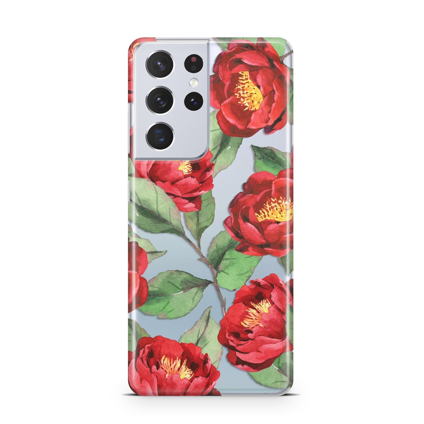 Red Watercolour Flowers Samsung S21 Ultra Case