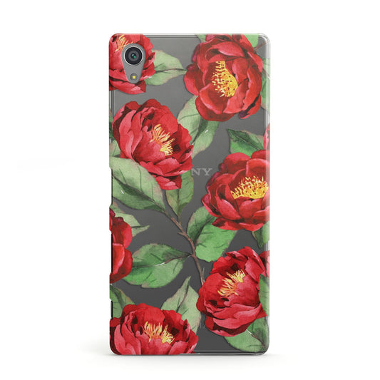 Red Watercolour Flowers Sony Xperia Case