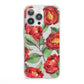 Red Watercolour Flowers iPhone 13 Pro Clear Bumper Case