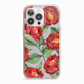 Red Watercolour Flowers iPhone 13 Pro TPU Impact Case with Pink Edges