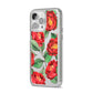 Red Watercolour Flowers iPhone 14 Pro Max Clear Tough Case Silver Angled Image