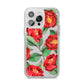 Red Watercolour Flowers iPhone 14 Pro Max Clear Tough Case Silver