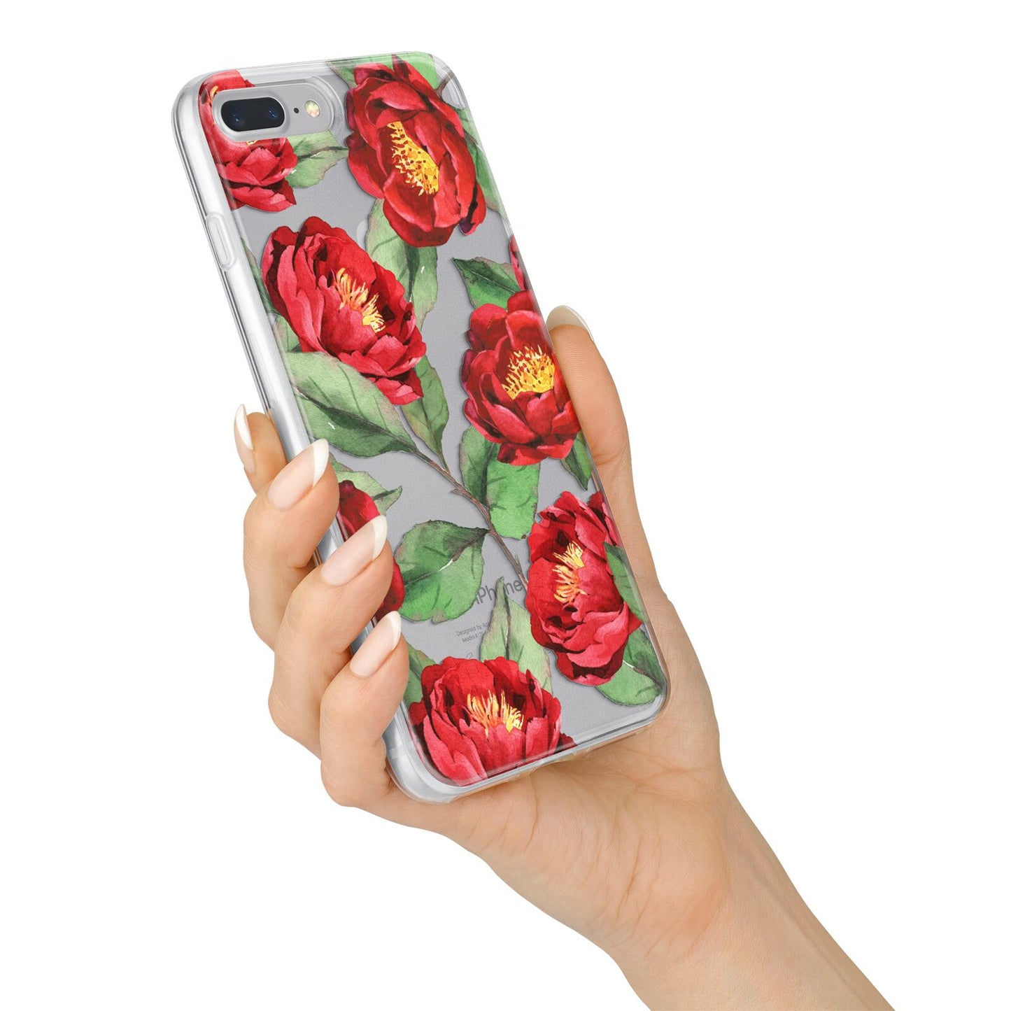 Red Watercolour Flowers iPhone 7 Plus Bumper Case on Silver iPhone Alternative Image