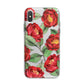 Red Watercolour Flowers iPhone X Bumper Case on Silver iPhone Alternative Image 1