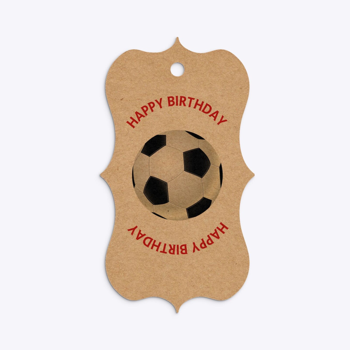 Red White Striped Personalised Football Shirt Bracket Kraft Gift Tag Back