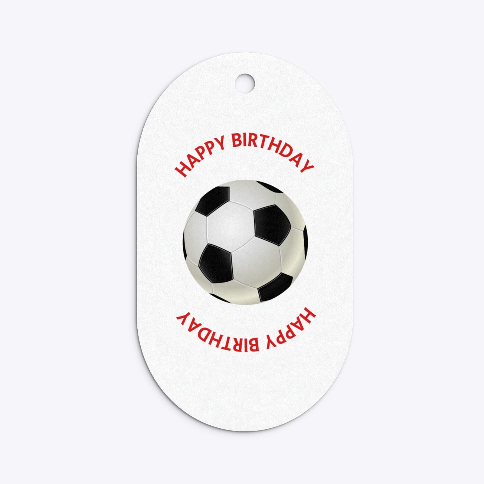 Red White Striped Personalised Football Shirt Flat Edge Oval Gift Tag Back