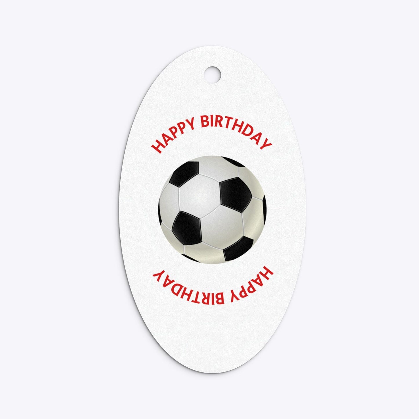 Red White Striped Personalised Football Shirt Oval Gift Tag Back