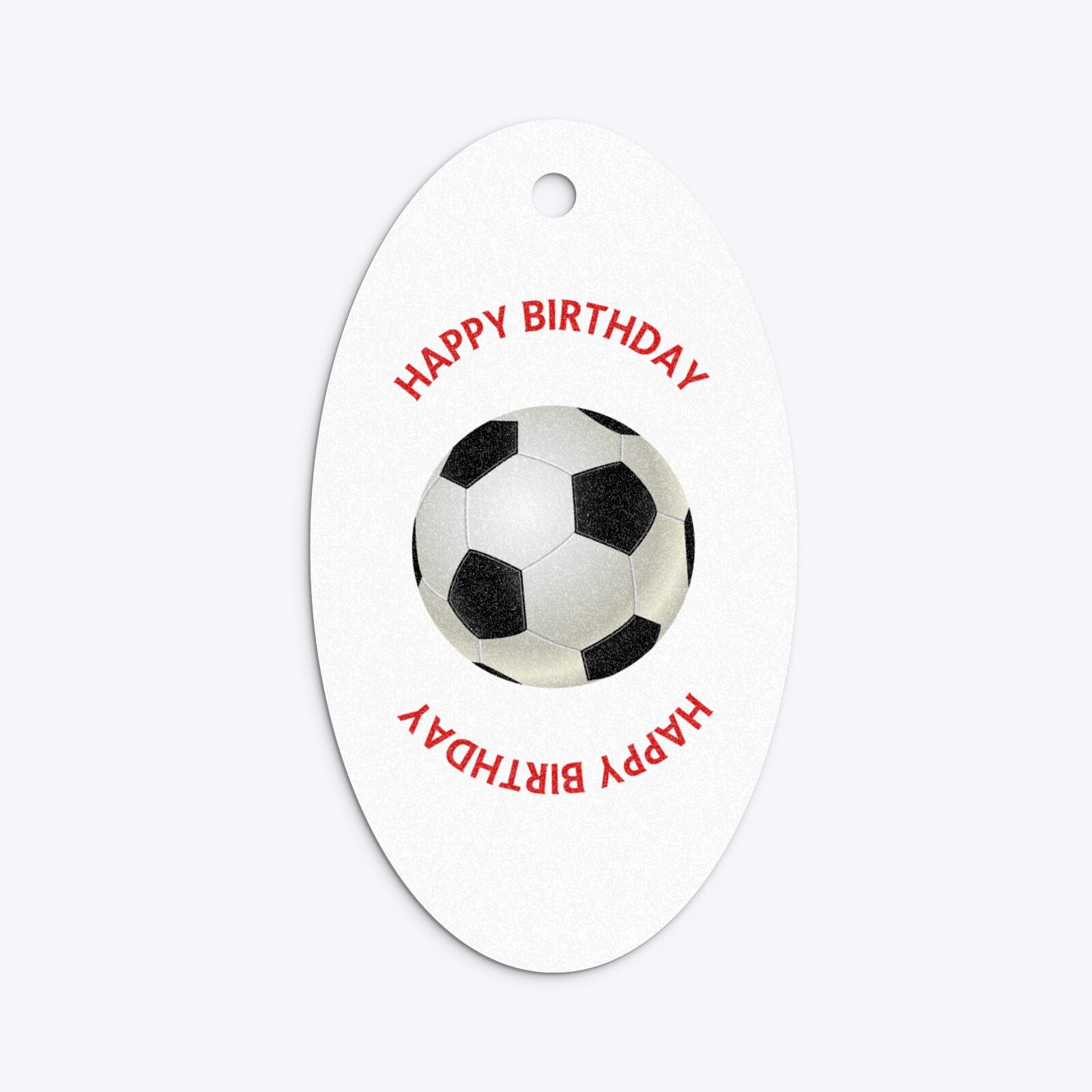 Red White Striped Personalised Football Shirt Oval Glitter Gift Tag Back